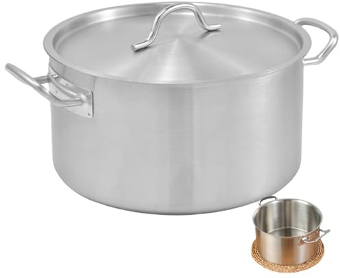 Stock Pot Stainless Steel Cooking Pot with Lid & Dual Handles 6L Large Capacity Stockpot for Soup, Pasta, Soup, Spaghetti with Lid