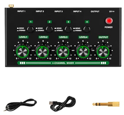 ULIJTH Dispositivo de mezcla auditiva de grado de estudio con mezclador de múltiples fuentes para músicos, creadores de contenido, diseño ligero, mezclador auditivo USB