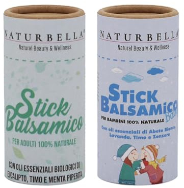 Gisa Wellness Stick Balsamico Solido Tascabile per Adulti e Bambini. Unguento naturale solido con oli essenziali. Sollievo immediato dal naso chiuso e raffreddore