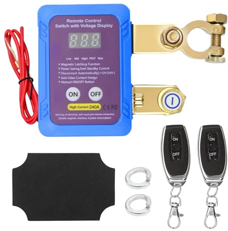 Ollanoos 12V 240A Auto Batterie Trennschalter, LED-Spannungsanzeigeschalter, Geeignet für die Leistungssteuerung in Autos, Wohnmobilen, Geländefahrzeugen und Motorrädern