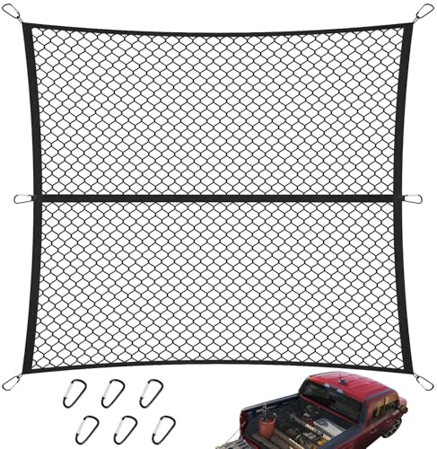 Dibaful Filet à bagages pour voiture 120x120cm Filet de coffre Filet de rangement | Sécurisation de la charge pour le coffre de camion Véhicules Max 210x210cm Extensible Simple couche