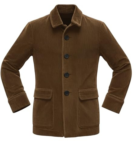 YOSUWOAI Chaqueta de traje de pana para hombre, estilo retro, para el tiempo libre, corte regular, chaqueta de invierno con bolsillos, traje de boda, gabardina, cuello alto, chaqueta vintage de
