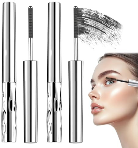 Mascara Washable Metal Curling 3D Mascara impermeabile, impermeabile e di lunga durata, slancio senza grumi per aggiungere lunghezza e volume fibra eyelash (nero) (2 pezzi)