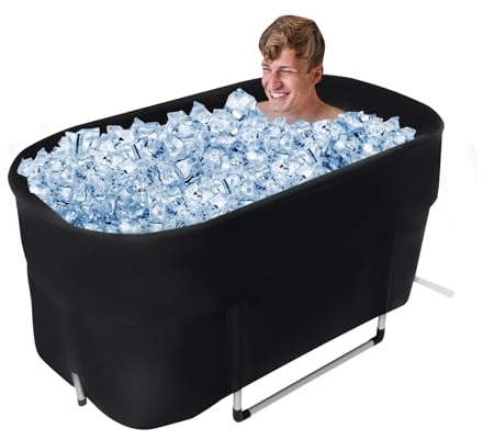 Portable Foldable Ice Bath Tub 6-Layer Insulated Cold Plunge Tub with Frame | Oval Cold Plunge Tub for Athletes Dual Drainage Recovery Bath Tub with Carry Bag Holds 330.69lbs for Home Camping