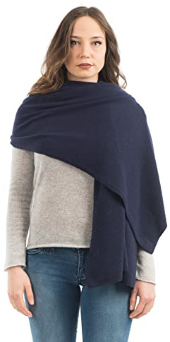 Dalle Piane Cashmere Women's Wool Blend Stole - Soft Italian Shawl Wrap for Wedding and Evening - Made in Italy - Blue