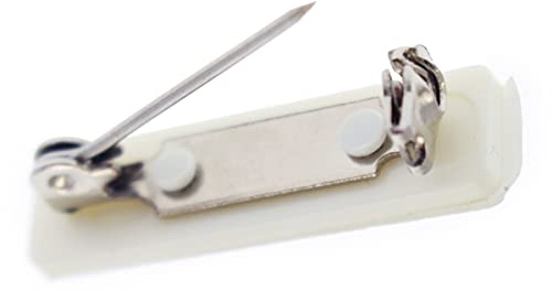 Premium Barre de goupilles avec film adhésif Dos et fermoir en métal – Vierge Épingle à nourrice Dos pour badges d'identification, Nametags, rubans, et travaux manuels par Specialist ID 50 Pack blanc