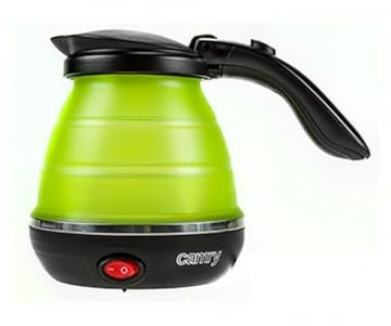 CAMRY CR-1265 Hervidor de Agua Eléctrico Plegable, Resistencia Oculta, Tapa automática, Silicona, 0,5 Litros, 750W, Libre de BPA, Verde