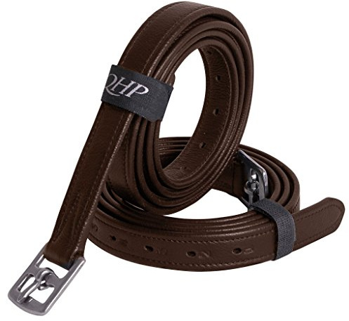 QHP Steigbügelriemen Stark aus Leder mit Edelstahl-Schnallen 3 Größen 2 Farben (150 cm, Braun)