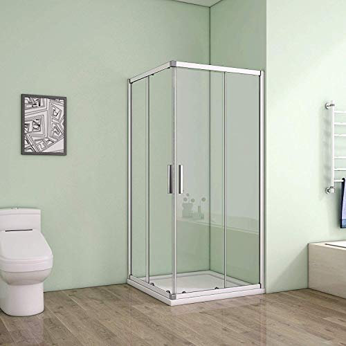 Duschkabine Eckeinstieg 70x70cm Duschabtrennung Dusche Schiebetür Duschwand 6mm ESG Sicherheitsglas Höhe 185cm