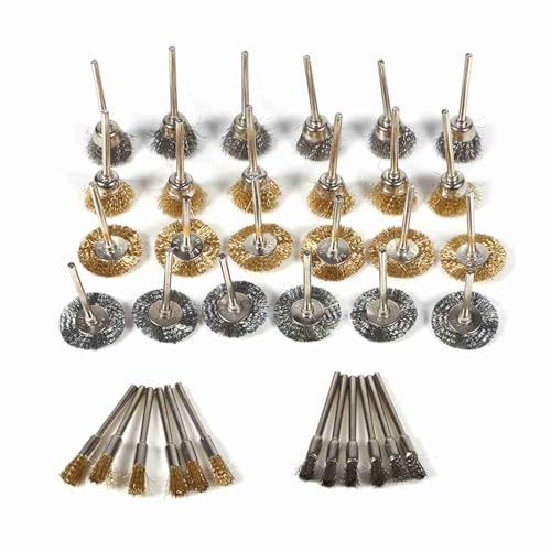 Kit 36 Brosses Polissage en Laiton et Acier Inoxydable pour Perceuse Ensemble Rotatif Complet Nettoyage Professionnel et Bricolage de Surfaces Métalliques