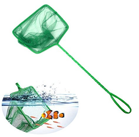 POPETPOP Aquarium-fischnetz Mit Griff Quadratisches Netz Für Wasserpflanzen Und Kleine Fische Sicher Für Aquarium-Gebrauch Inklusive Haken Am Griffende