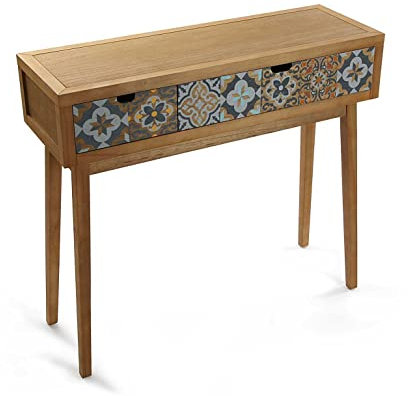 Versa Alfama Schmales Möbelstück für den Eingangsbereich oder Flur, Moderner Konsolentisch, mit 2 Schubladen, Maßnahmen (H x L x B) 81,5 x 30 x 90 cm, Holz, Farbe: Grau