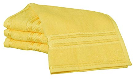 Bentley Priory Linens Supreme Face Flannels for Bathroom 500GSM Super Soft Egyptian Cotton Pack of 4 Absorbent and Quick Dry Face Cloth Flannel Towels Set 30 x 30cm (YELLOW)