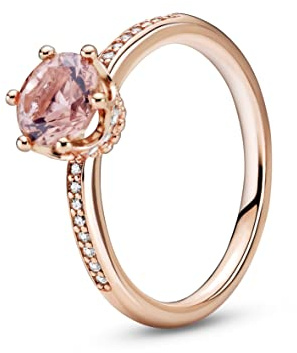Pandora Signature Ring rosa funkelnde Krone, 14-karätig Roségold-vergoldet, mit rosa Kristall und klarem Cubic Zirkonia