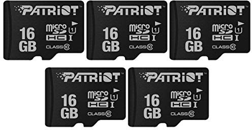 Patriot Memory Carte Mémoire Flash MicroSD LX Serie 16Go - PSF16GMDC105 - Paquet de 5