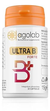 Ultra B Forte Integratore di vitamina del gruppo B con Inositolo | 30 Capsule con B1, B2, B3, B6, B6, B9, B12, ad Alto Assorbimento | ULTRA B FORTE è prodotto in Italia da AGOLAB