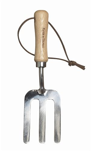 Kent & Stowe Kinder-Handgabel – leichte Blumengabel für Kinder aus Edelstahl, kleine Pflanzgabel mit Stiel aus Eschenholz, Länge: 19,7 cm