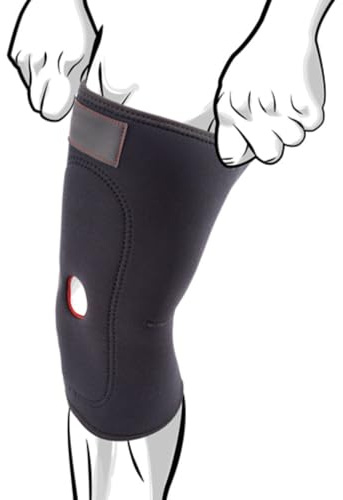 Kneetek Kniebandage Gr. L – Kompressions-Kniestütze für Sport und Alltag | Größe L – hochelastische Kompression mit Patella-Aussparung, für rechtes und linkes Knie geeignet