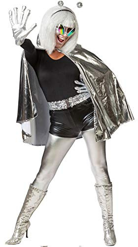 PAPSTAR NEU Umhang Alien-Cape, Silber-glänzend mit Stehkragen, Einheitsgröße