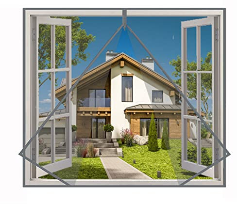 Eouyt Fenster-Fliegengitter Mit Reißverschluss 100x180cm Mit Klettvorhang Insektenschutz Moskitonetz Fenster Multifunktionaler Insektenschutz-Rollladen Badezimmer, Grau