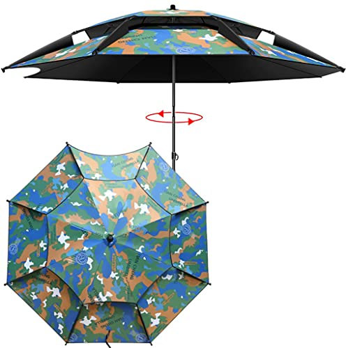 Sombrilla Terraza Exterior Sombrilla Terraza De Camuflaje, Sombrilla Jardin Parasol Excentrico De Doble Capa, Con Ajuste De Ángulo De 360 ​​°, Balcón, Terraza ( Color : 2.2m/7.2ft , Size : Green )