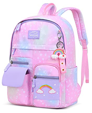 FANDARE söta skolväskor barnryggsäckar vardagliga ryggsäckar ultralätta studenter galax dagryggsäckar bokväska för 1-9 klass dotter son resa vår utflykt shopping vattentät nylon, Rosa, L