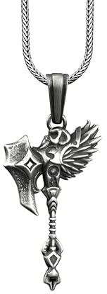 BySilverStone Jewelry Collier De Hache De Guerrier Viking En Argent, Hache De Guerre Inhabituelle Avec Collier De Crâne, Collier Goth Pour Scandinave, Collier Gothique Pour Petit Ami