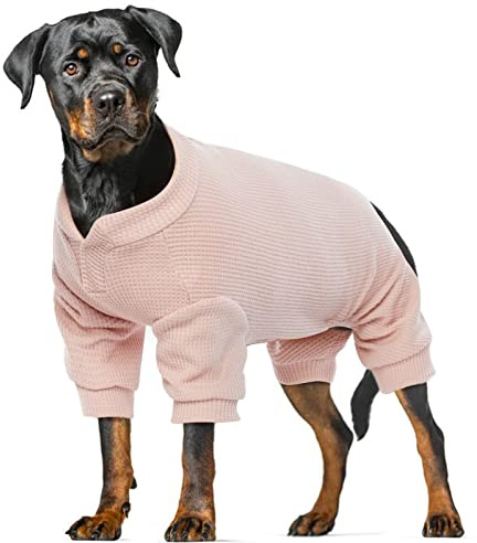PUMYPOREITY Hund Onesie, Hund Kleidung Weich HundPullover Atmungsaktiv Hund 4-beinige Hundepyjamas Jumpsuits Bodysuits Hund T-Shirts Bekleidung Puppy Overall(Rosa, XL)
