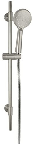 WENKO Set de Douche Young, Barre de Douche 66 cm en Acier Inoxydable brossé, Pomme de Douche avec 3 Fonctions, Flexible de Douche 150 cm, Convient pour Chauffe-Eau instantané, raccord Universel ½