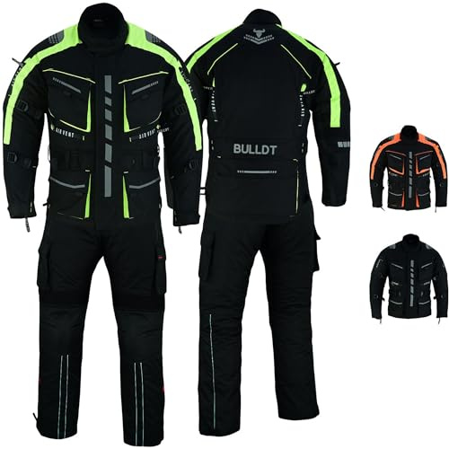 BULLDT Motorradanzug Set Herren Textil Motorradjacke und Motorradhose aus 600D Cordura Polyester mit 4CE Protektoren Herausnehmbarem Thermofutter Winddicht Reflektierende Motorradbekleidung Schwarz