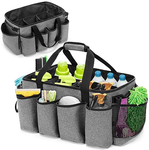 HODRANT Extra Großer Reinigungs Caddy Organizer, mit Stabilem Pad & Griffe | Reinigungs Aufbewahrungs Tasche für Reinigungs Produkte, Nur Tasche