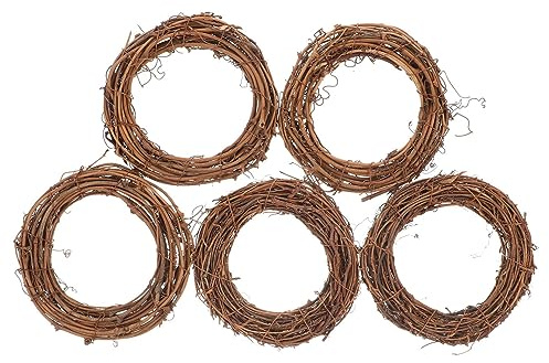 5 Pezzi Ghirlande Di Vite Naturale 15 Cm Artigianato Anelli Rattan Ramo Di Vite Porta Ghirlanda Cerchio Per Realizzare Ghirlande Forniture Uccello Persico Altalena
