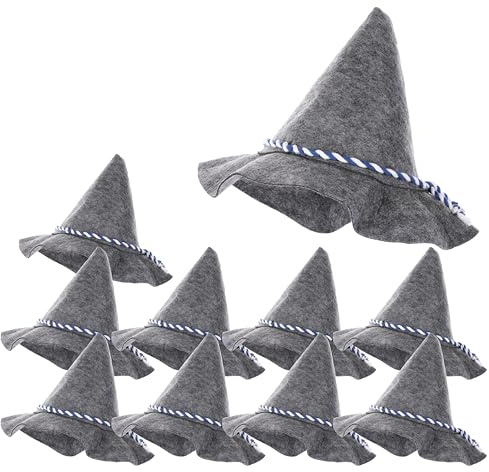 KarneLux Lot de 10 chapeaux de costume traditionnel bavarois en feutre avec cordon bleu/blanc - Taille S