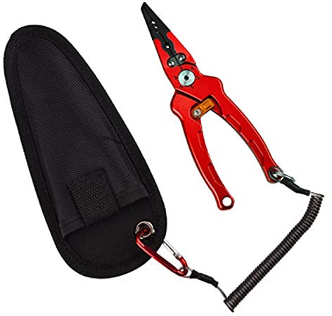 Angelzange Multifunktionale Luer-Zange, Angelzange aus Aluminiumlegierung, Angelausrüstung, Drahtschneider, Fischkontrollgerät, Entkopplung mit offenem Regelkreis Angelausrüstung, Zubehör ( Color : Re