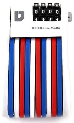 ULAC - Candado Articulado Plegable Aeroblade | Hojas Acero | Bolsita para Transporte | Bloqueo Seguro por Botón | Cerradura Combinación 4 Dígitos | Bicicleta, Bici Eléctrica, Moto, Patinete