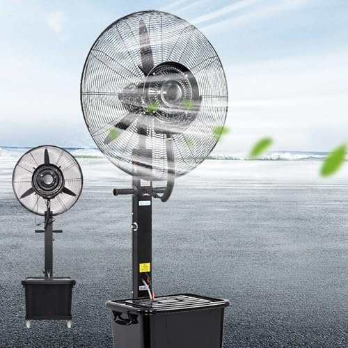 Ventiladores de pedestal Ventilador de nebulización industrial Ventilador de pulverización comercial de 26 pulgadas y 30 pulgadas con tanque de 11 galones, ventilador de nebulización de pede