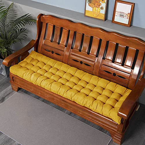 Bankauflage für Garten Dicke Gartenbankauflage für 2/3 Sitzer 8 cm Dicke Gartenbankauflage rechteckige Lange Bankauflage für Haus/Garten/Chaiselongue/Schaukel/Terrasse (120 x 40 cm gelb)