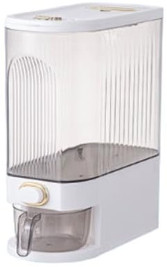 Flingdispenser Flingbehållare Risdispenser Spannmålsbehållare Risförvaringshink Torrmatsdispenser med mätkopp Livsmedelsdispenser Matbehållare(White,40cm)