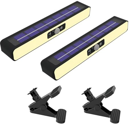BORDEAG 2 Stück Solarlampen für Außen mit Bewegungsmelder, LED Solarlampen für Außen, Solarleuchten für Außen, 3 Modi, für Wandleuchte, Garten, Hof, Garage, Haustüren, mit Halterung