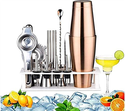 QTANZIQI Set Shaker per Cocktail, Kit Barista, Set Shaker Cocktail Boston Shaker con Strumenti da Bar in Acciaio Inossidabile, Kit Barista per casa, Bar, Feste e Viaggi