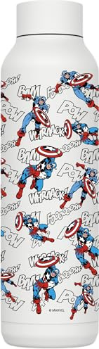 Quokka Borraccia termica in acciaio inox solido bianco 630 ml Captain America Retro Comic