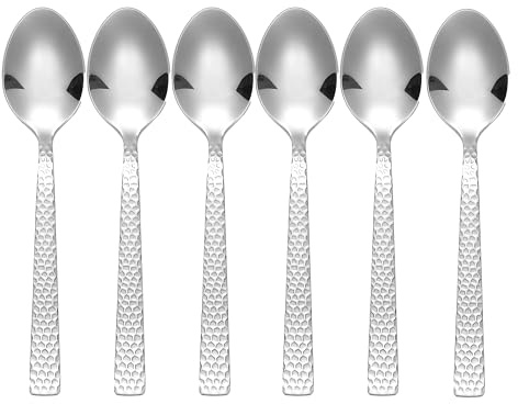 Lorren Home Trends Demitasse Espresso Spoons, 4.5 inches, Set of 6, Textured