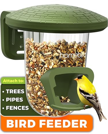 Vogelfutterstation für den Außenbereich, klein, für Zäune, Bäume, Balkon und Wände, PerchPod Samen-Vogelfutterstation, kein Durcheinander, Wildvogel-Futterspender für draußen