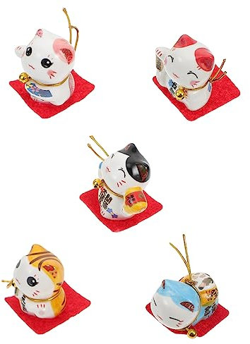 Gatuida Keramik Winkekatze Figur Dekoration Katzenfigur Mit Winkendem Arm Chinesisches Glücksornament Für Zuhause Büro Geschäft