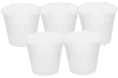 HIAKDOFT 5pièces Pots à Orchidées Transparent Plastique Pot De Jardin Respirant avec Drainage pour Plantes Contrôle des Racines sans Plateau