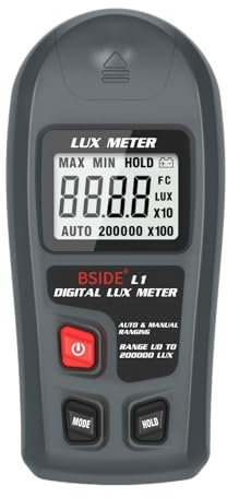 predolo Digitaler Luxmeter Tester, Bildschirm, 200000Lux, Professioneller Belichtungsmesser, Digitales Luxmeter für Fotografie Und Bepflanzung