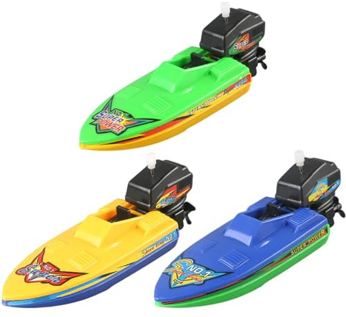 Spielzeugboote, 3pcs Plastik schwimmendem Windmotorboot Badespielzeug, sicheres und lustiges Windup Badeboot für Kinder 3+