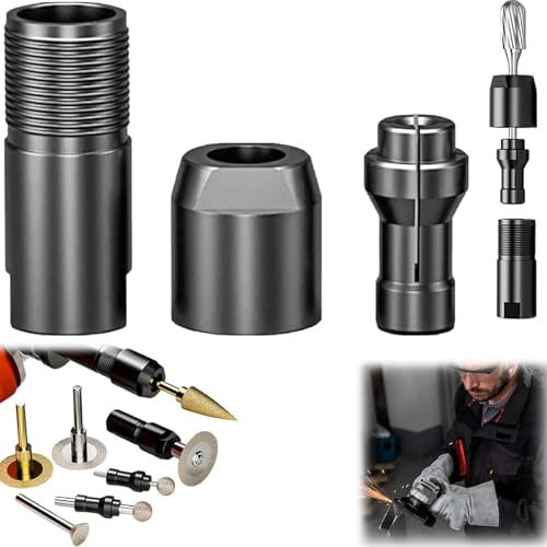 Accesorios de conversión de amoladora angular, kit convertidor de rosca para amoladoras angulares a amoladoras rectas, juego de adaptadores M10 multifuncionales con cabezal de conversión de 6 mm/3 mm