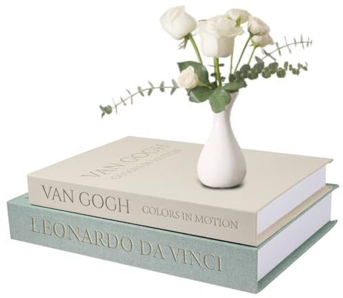 PUGTOW Set de Boîtes à Livres Décoratives en Lin avec Dorure à Chaud – Boîte de Rangement Élégante à Fermeture Magnétique pour Bibliothèque, Salon, Café, Bureau et Décoration de Fête