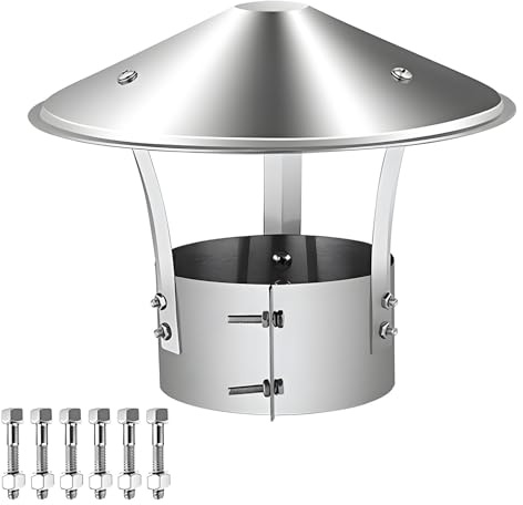 Comignolo Per Tetto In Acciaio Inox 304, Cappucci Antipioggia Per Tetto, Canna Fumaria Copertura, Scarico Cappello Del Camino In Acciaio Inox(200mm)